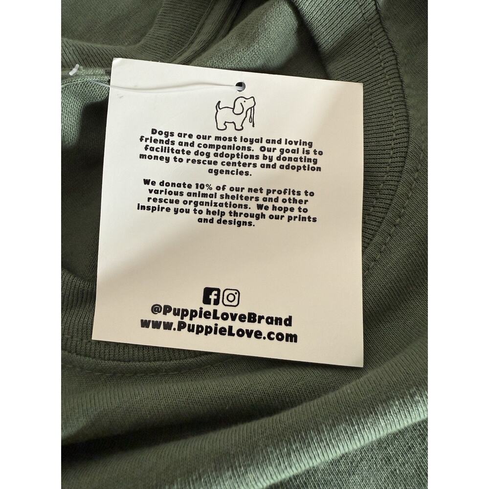 Puppie Love NEW w/Tag Hiking Pup Long Sleeve, Green, 100% Cotton Tee Shirt Small - Picture 8 of 9